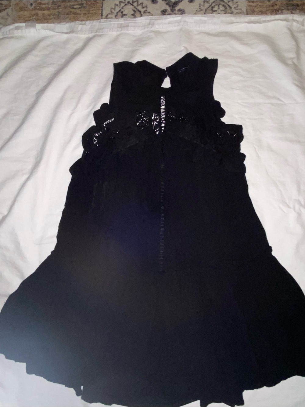 American Eagle Outfitters Black Lace-Trim Ladies Casual Dress
